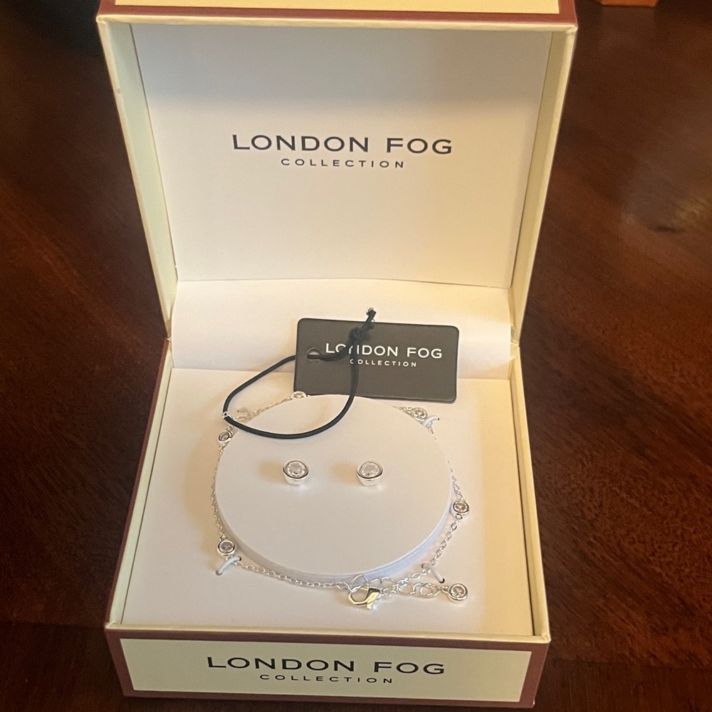 London Fog Silver Bracelet  and Earring Set